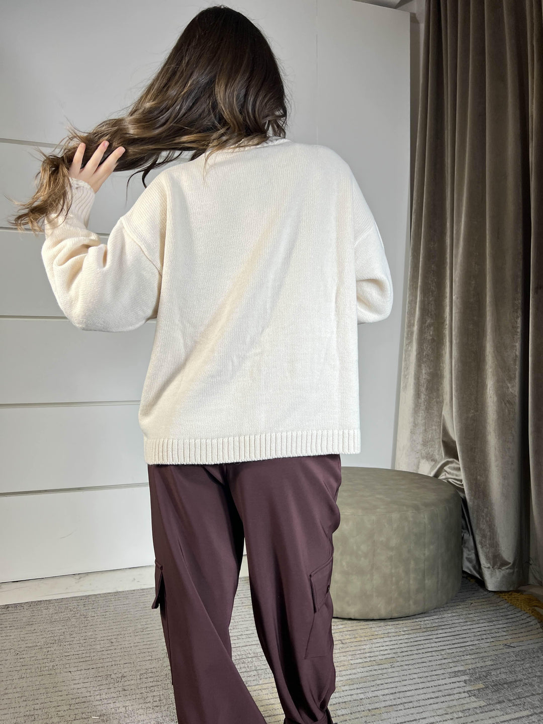 maglione girocollo burro con scritta love burgundy W5HMJ70A400BURGUNDY TENSIONE IN