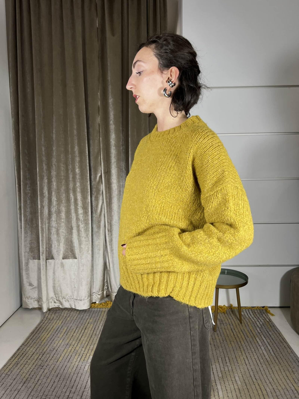 maglione girocollo in misto lana e alpaca ocra 33057FOCRA VICOLO