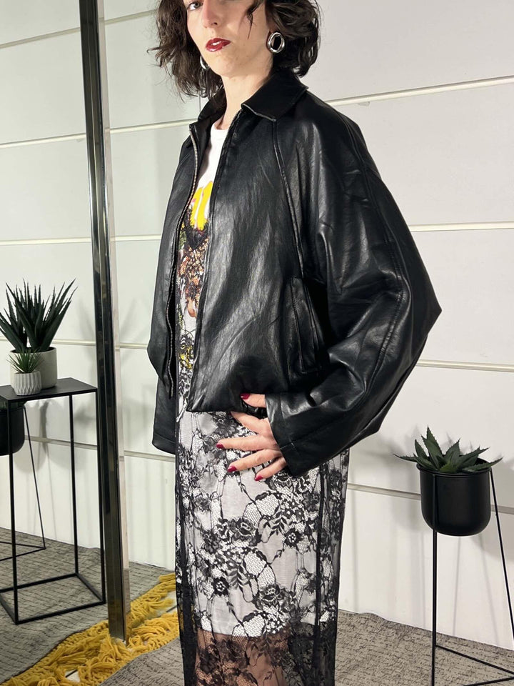 bomber in ecopelle GIUB26SSAURg3NERO TWO WAY