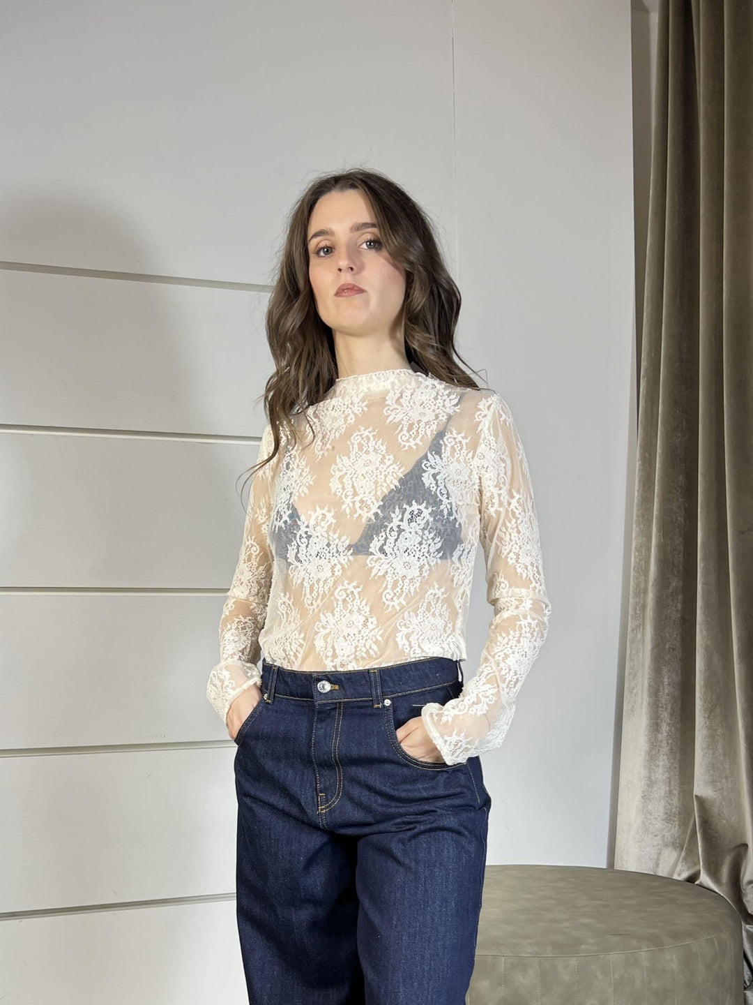 maglia in pizzo con colletto burro MMA-P138BURRO HAVE ONE