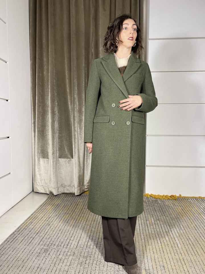 cappotto lungo doppiopetto regolare verde TF1796VERDE VICOLO