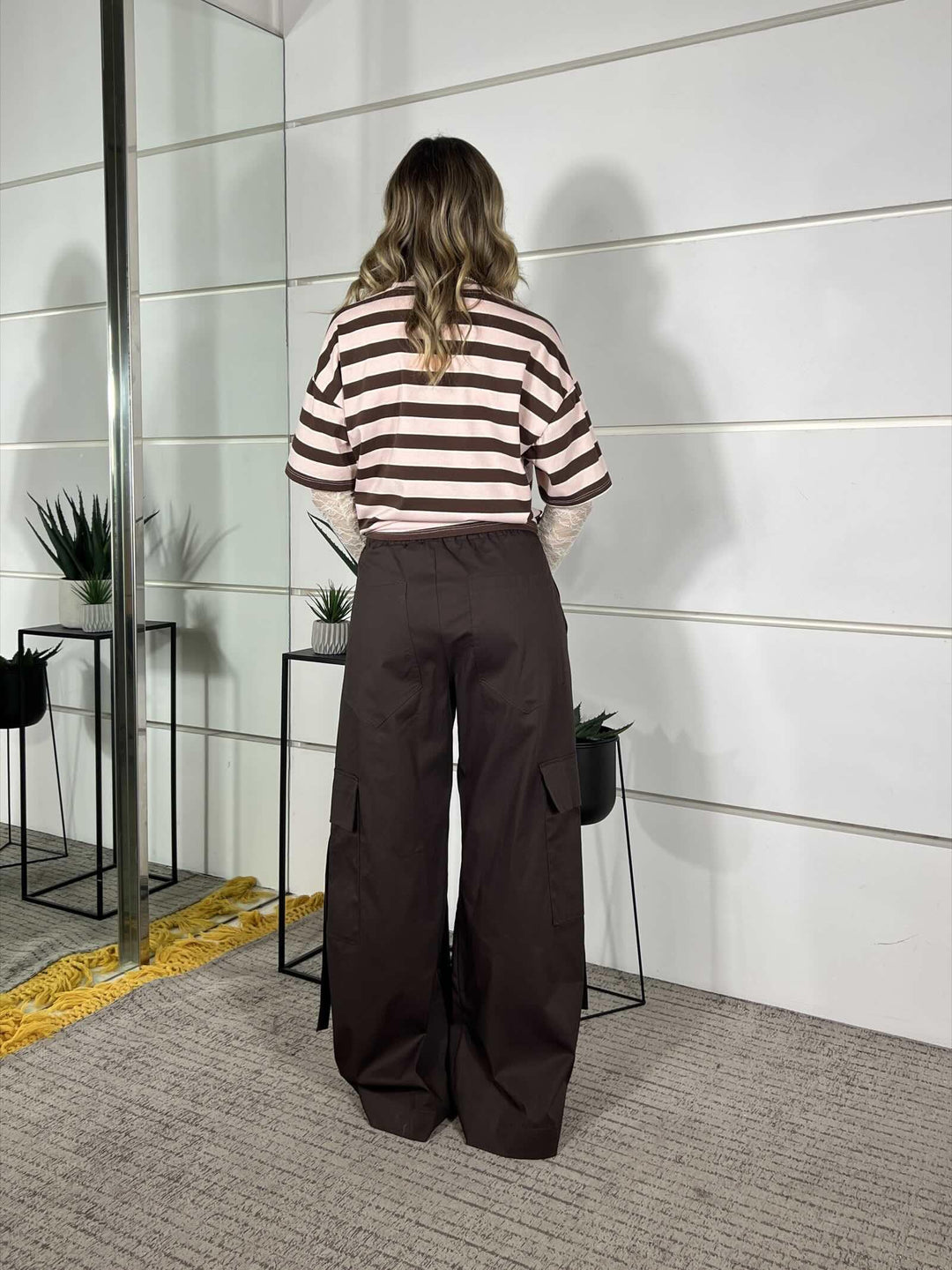 pantalone cargo con elastico in vita caffe PA26SD1573CAFFE TWO WAY