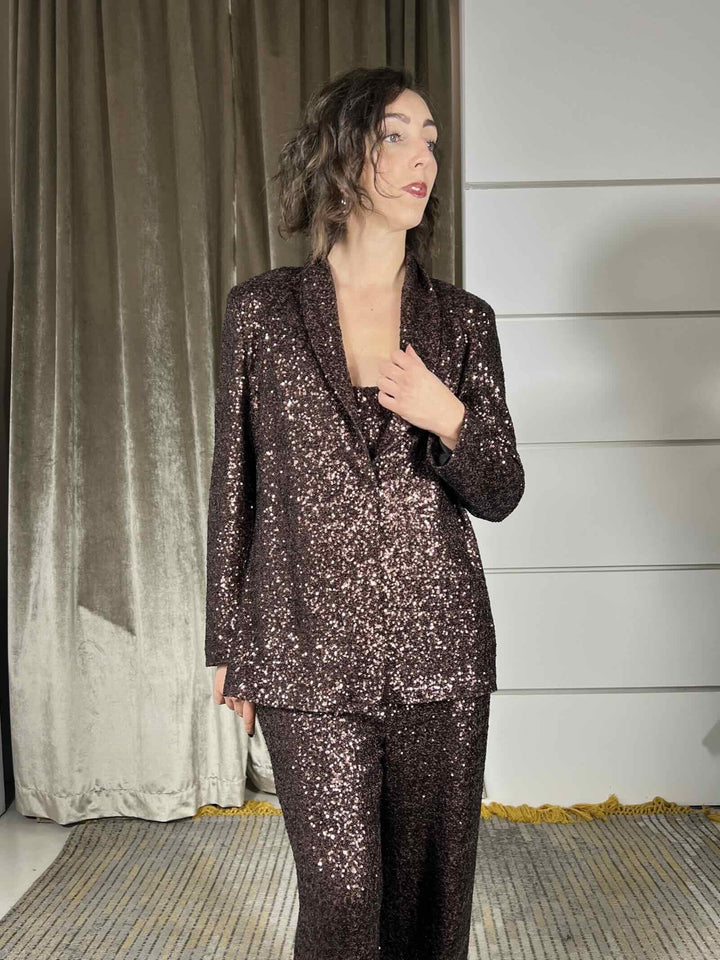 giacca con paillettes arabica marrone G185PYMA646ARABICA MANILA GRACE