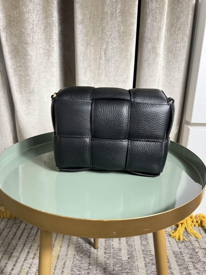BORSA NERA A INTRECCIO IN PELLE CON TRACOLLA 264130NERO FEMME CAFE SELECTION