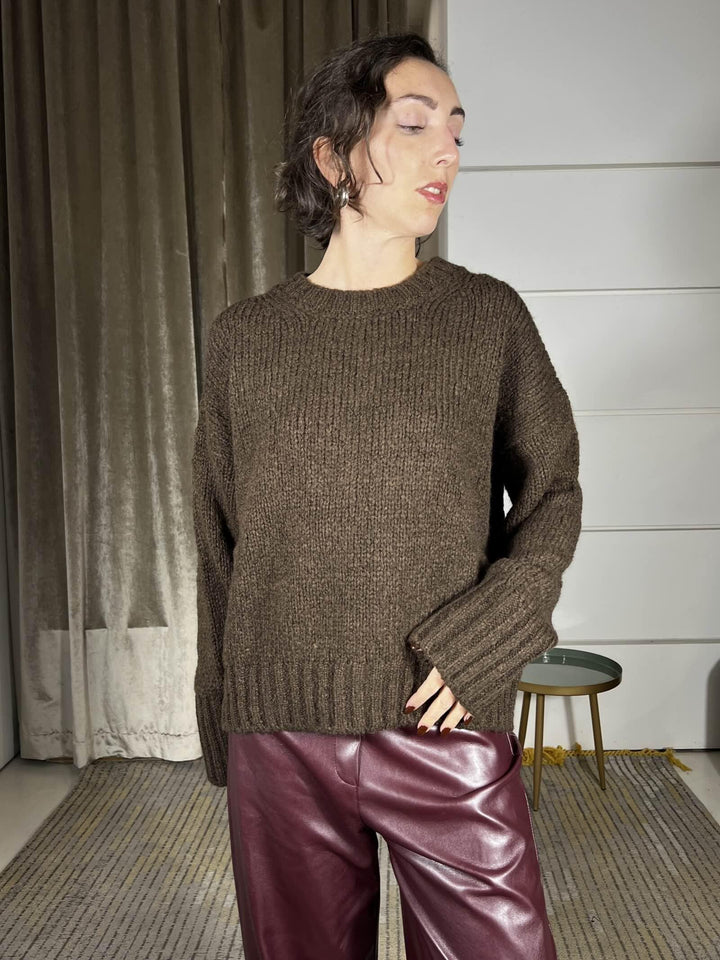 maglione girocollo in misto lana e alpaca moro 33057FMORO VICOLO