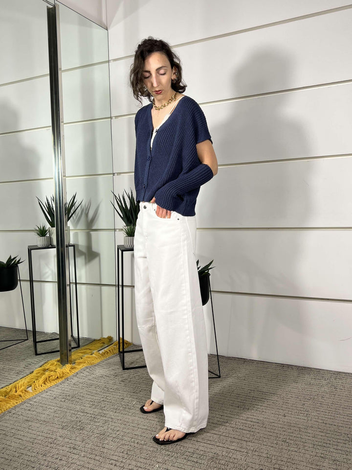 jeans barrel fit bianco SEOULBIANCO TWO WAY