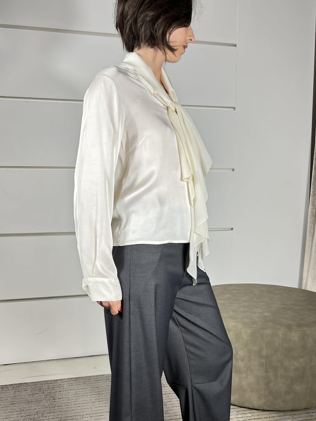 camicia in viscosa con rouches nel collo burro in viscosa W01G0713BURRO PHILIA LOFT