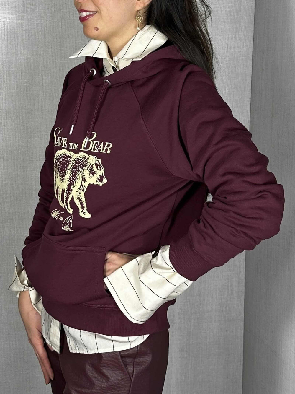 felpa bordeaux Save the Bear con cappuccio KIVE7039 CARLA G