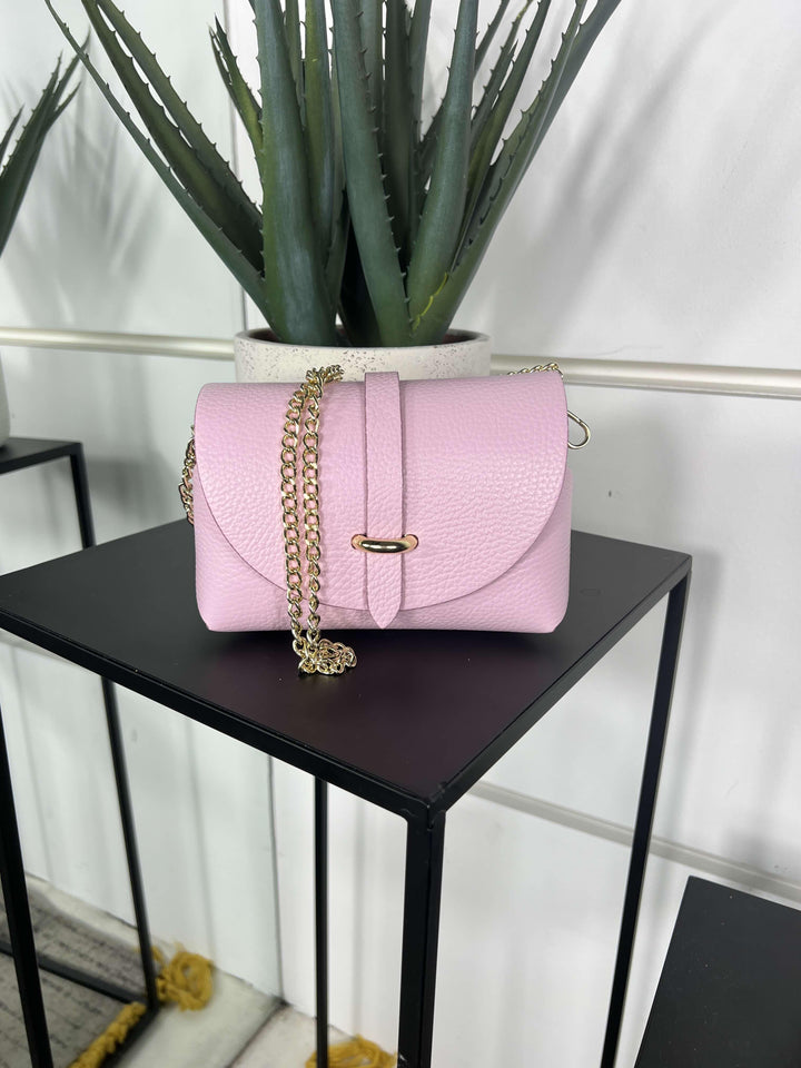 borsa in vera pelle soft pink con tracolla a catena 5363SOFT PINK FEMME CAFE SELECTION