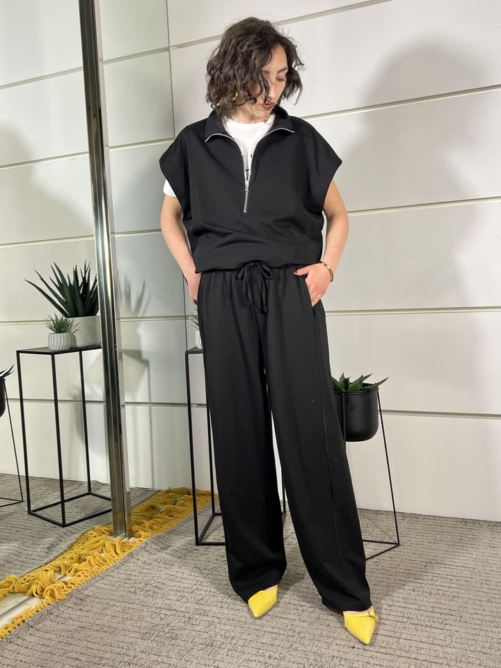 pantalone balloon con riga a lato nero SMXP0034NERO SUSY MIX