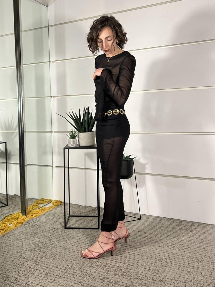 gonna lunga in tulle nera con coulotte 17S235PE26GNERO SUSY MIX