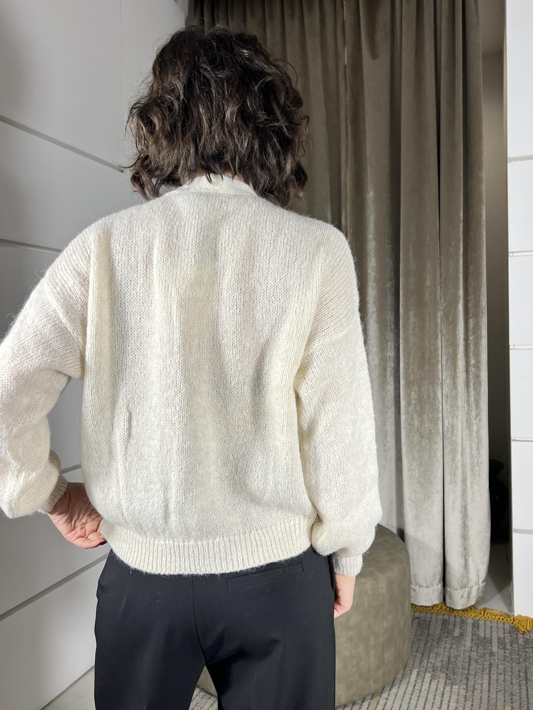 cardigan corto bottoni gioiello strass panna in misto lana JHO-P147PANNA HAVE ONE