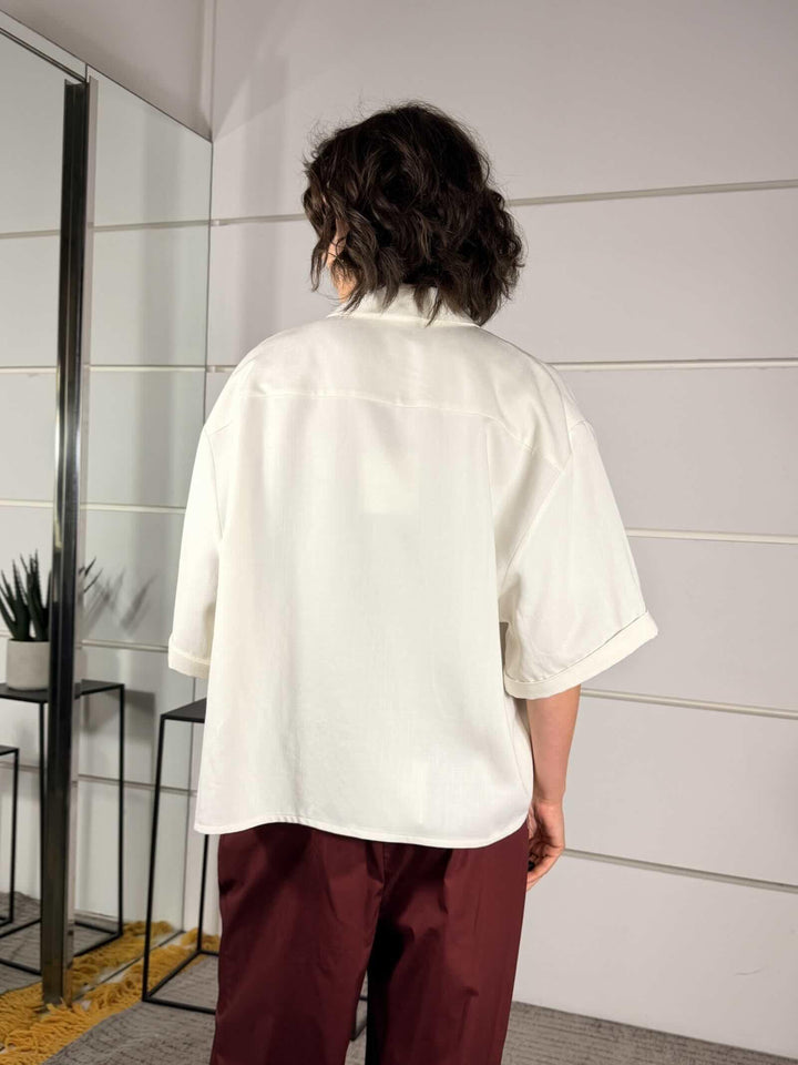 camicia bianca con tasca con paillettes bianca 26C5144BIANCO/BIANCO TENSIONE IN