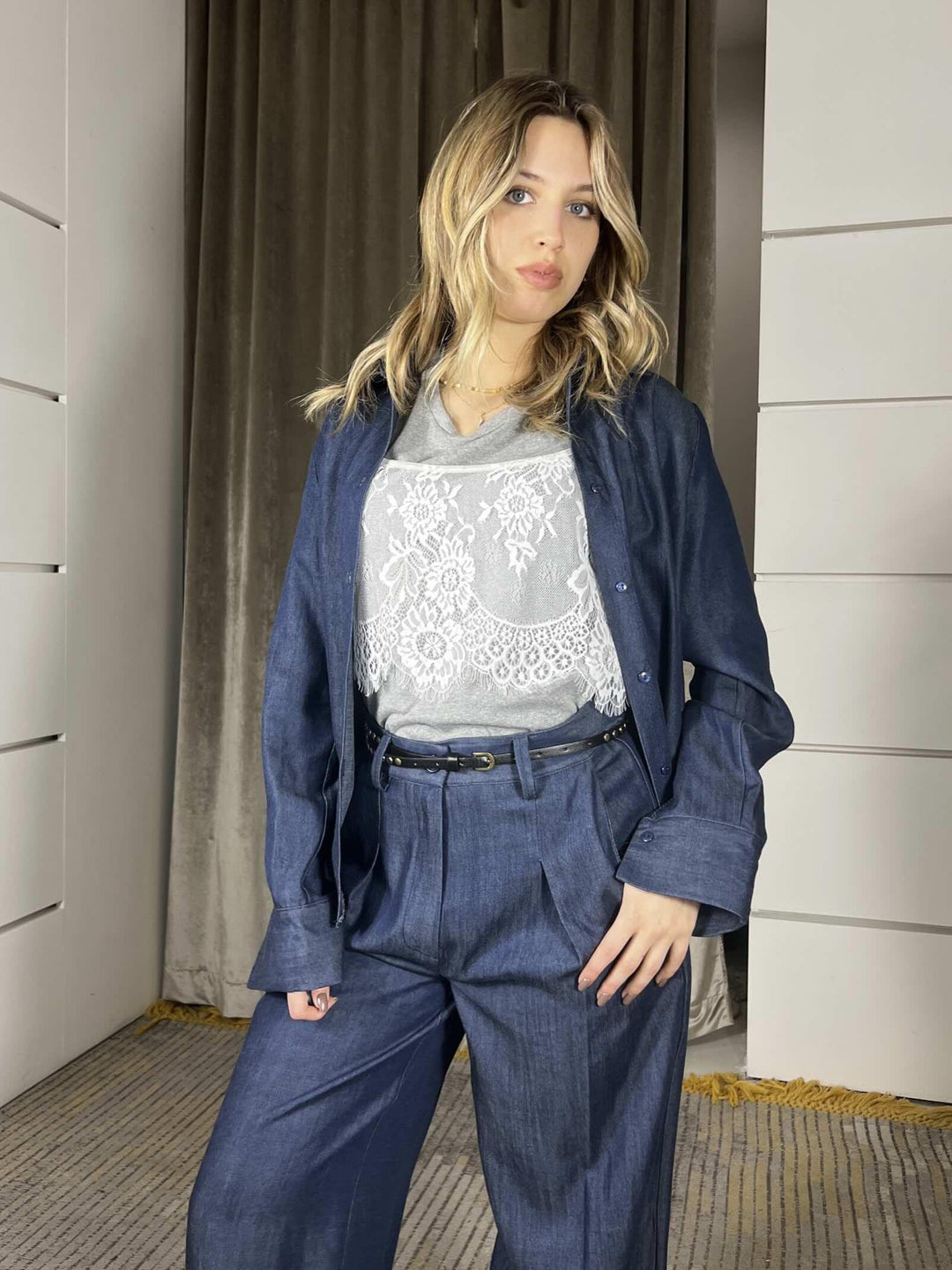 camicia in denim 1211PE26BLU TENSIONE IN