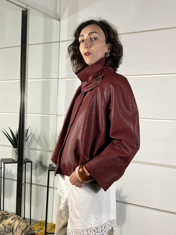 giubbotto bomber a intreccio rosso 26B4008ROSSO TENSIONE IN