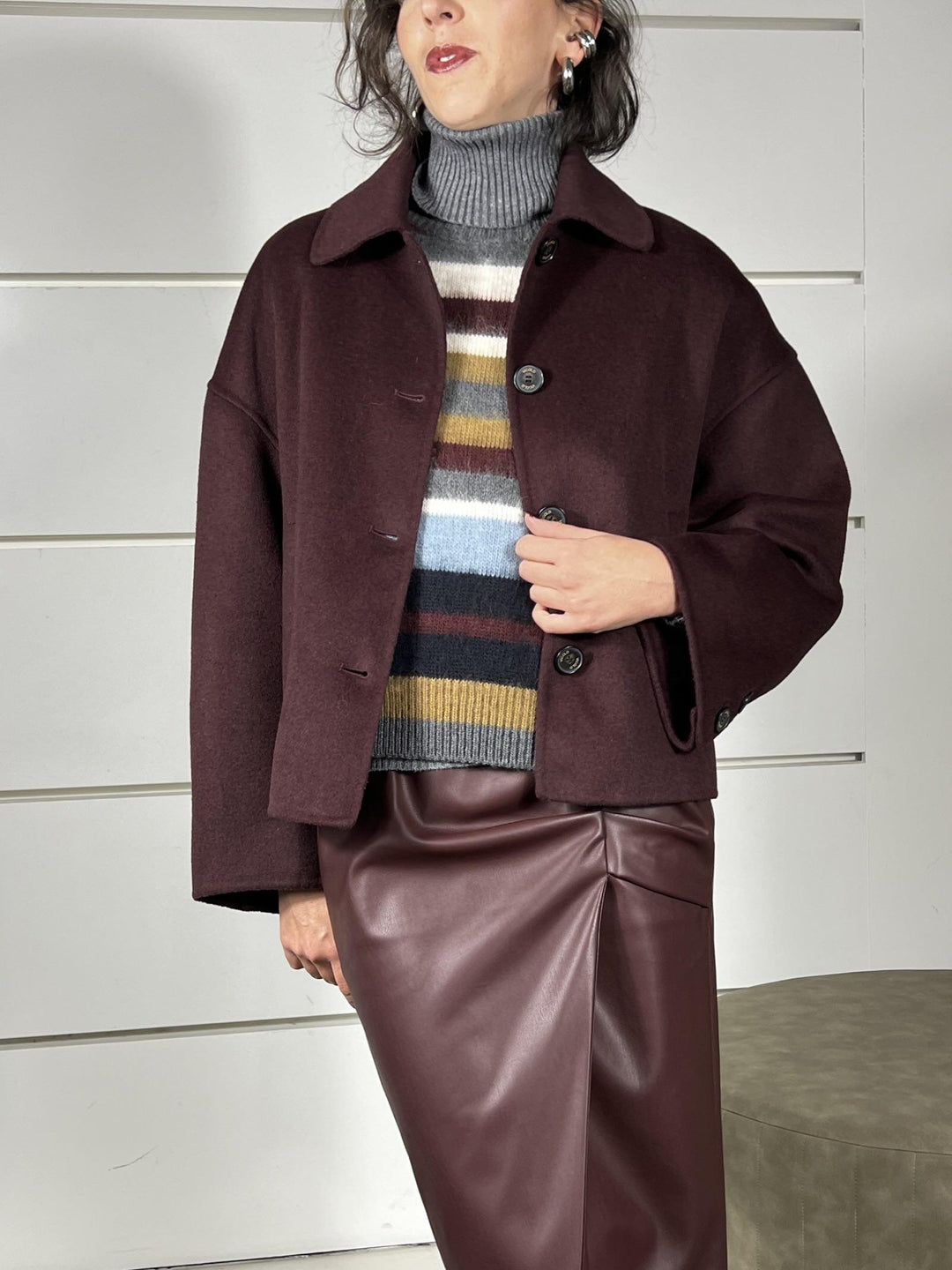 cappotto con collo a camicia 50% lana bordeaux TF0011BORDEAUX VICOLO