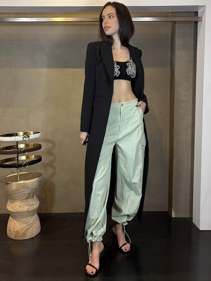 giacca lunga sfiancata monopetto nera 8O0222A6F5K103 PATRIZIA PEPE PREVIEW