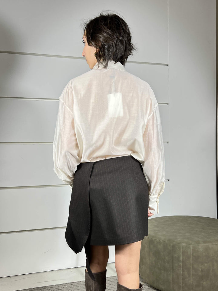 camicia in voile con colletto a camicia e fiocchetto gesso S01E0442GESSO PHILIA LOFT