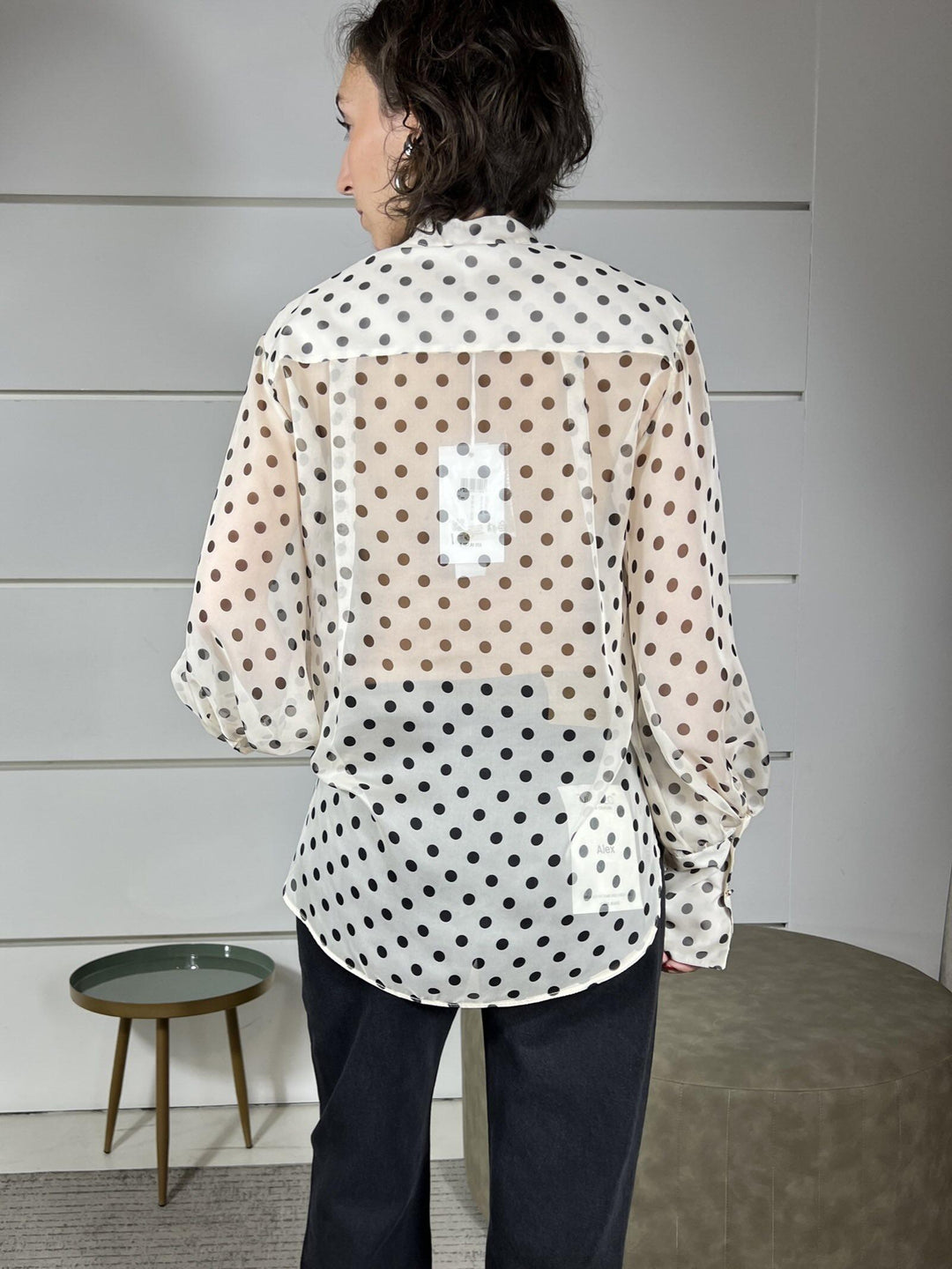 camicia con pois e rouches panna e enra CNE5KHD2143 IMPERIAL