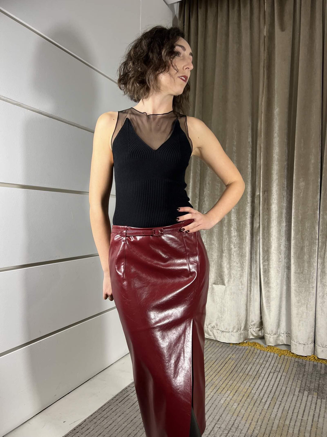 top bi tessuto nero in maglia e organza A25CPTOO0301V0000 CORSELLINI