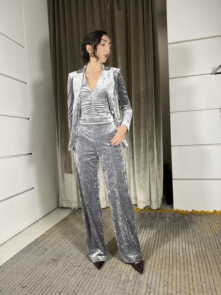 pantalone palazzo in velluto martellato grigio chiaro 2P1709J343S733 PATRIZIA PEPE PREVIEW