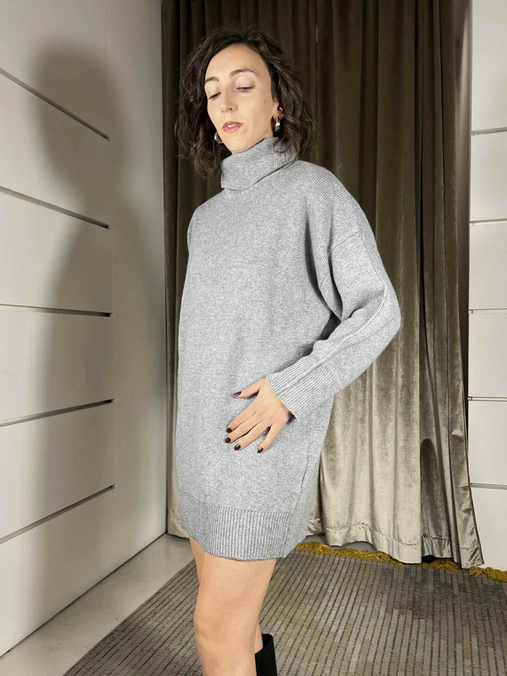 abito in maglia collo alto in misto lana grigio chiaro 77131FGRIGIO CHIARO VICOLO