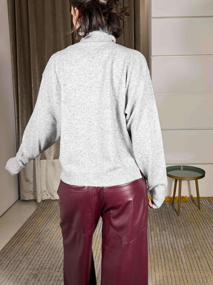 dolcevita con manicotto grigia in mistoa lana 22108FGRIGIO VICOLO