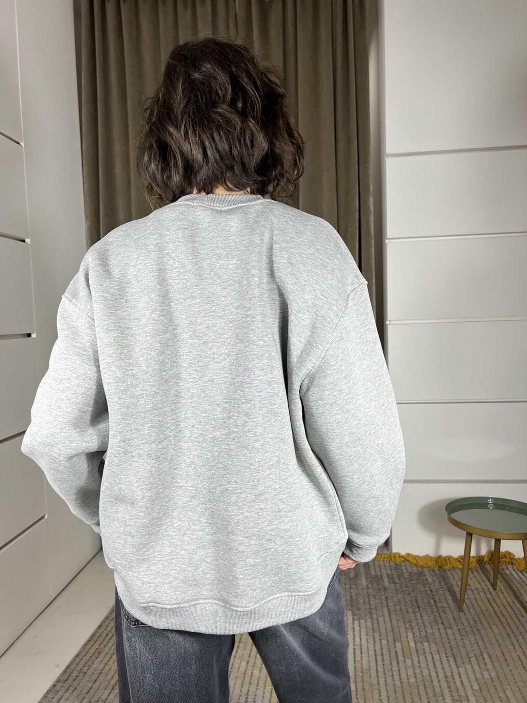 felpa over girocollo felpata grigia  con scritta viola not your baby RF0602GRIGIO/VIOLA VICOLO