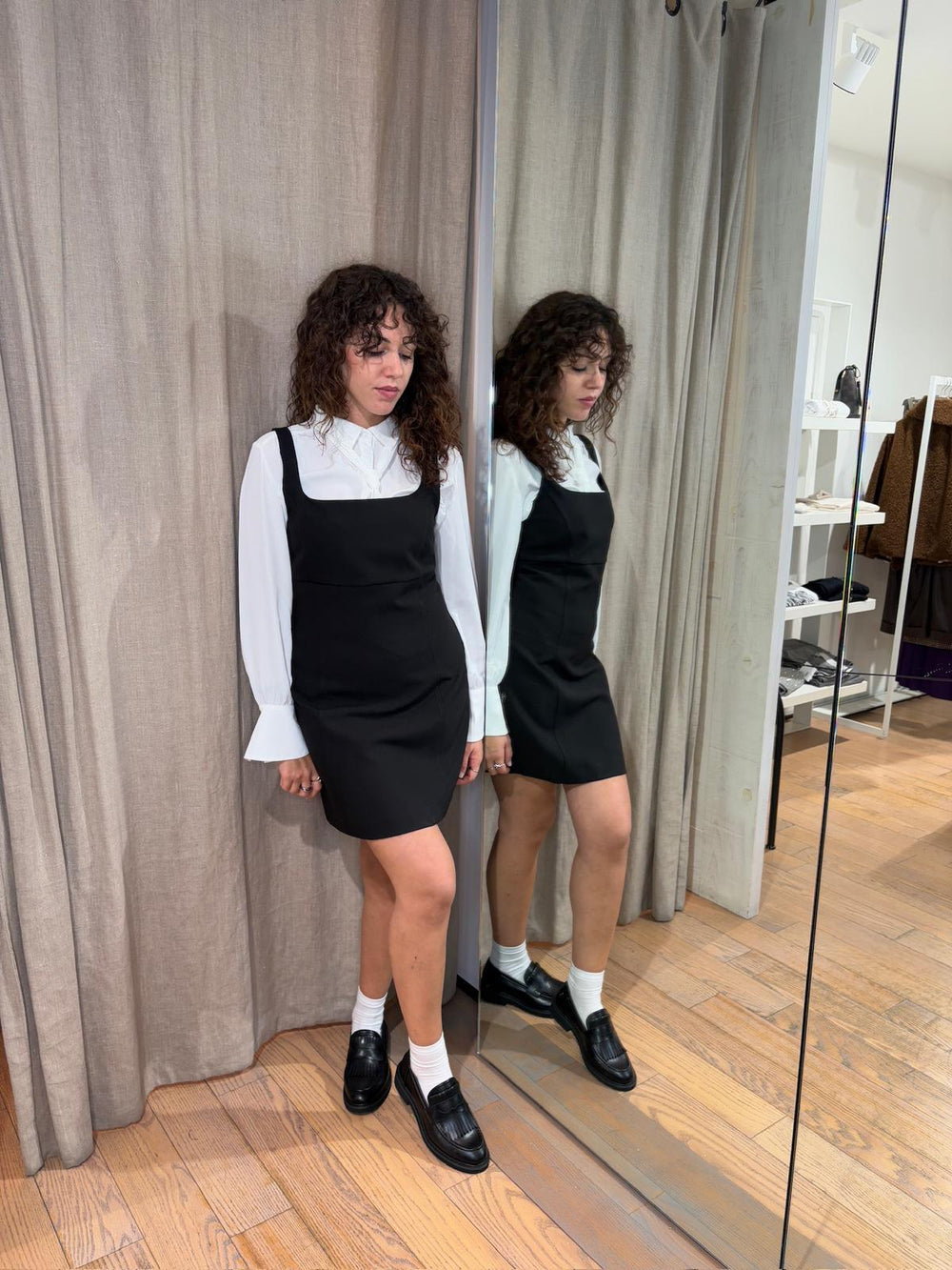 abito nero scollo quadrato GERUSIA003 iBLUES 1