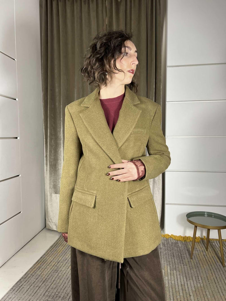 giacca cappotto doppiopetto olio in misto lana JCB-P134OLIO HAVE ONE