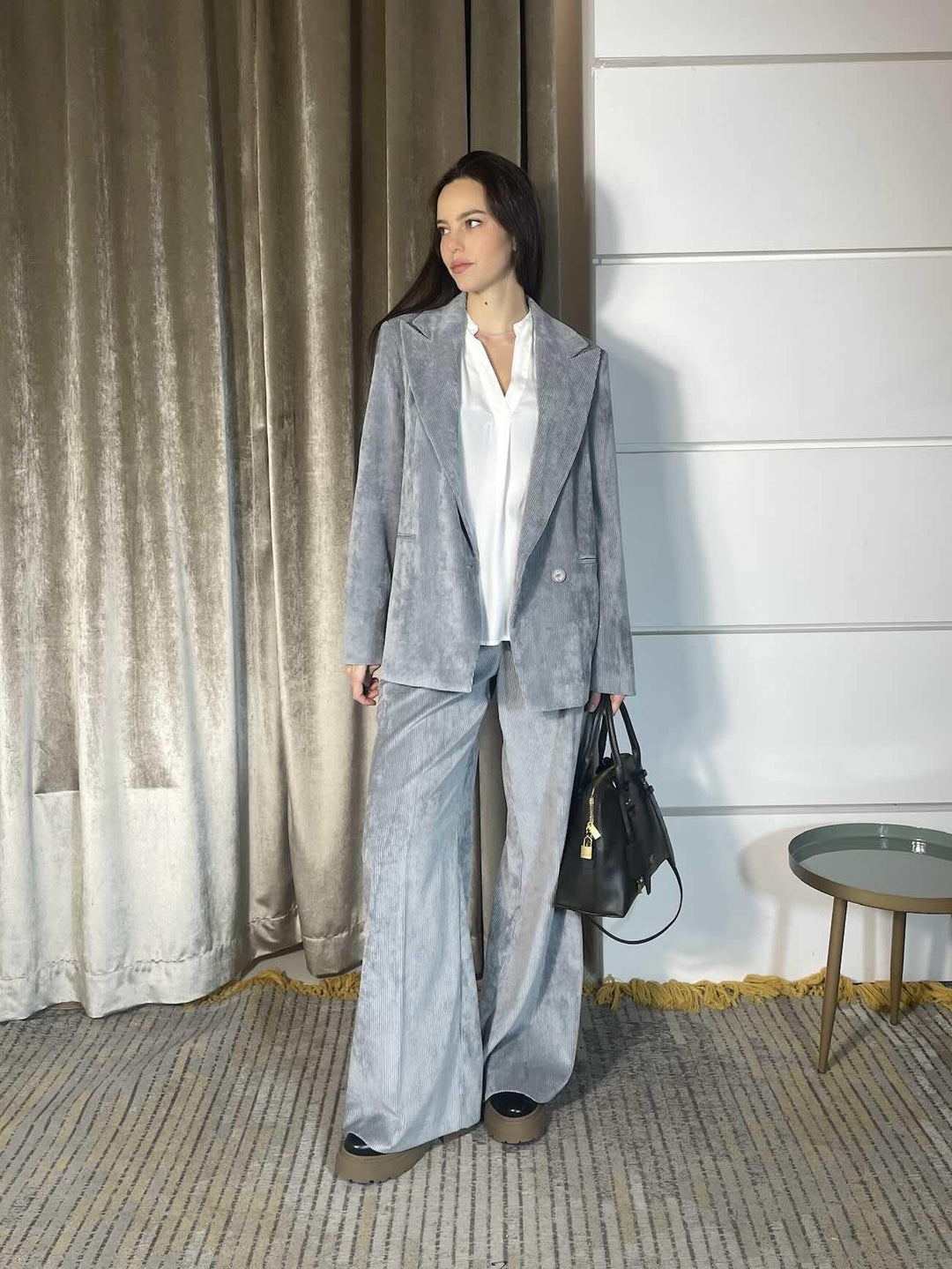 PANTALONE A PALAZZO IN VELLUTO A COSTE NEBBIA P094PUMG826NEBBIA MANILA GRACE