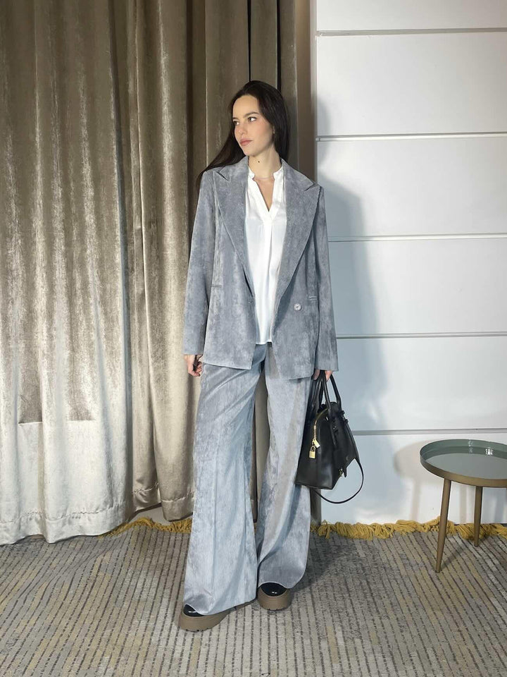 PANTALONE A PALAZZO IN VELLUTO A COSTE NEBBIA P094PUMG826NEBBIA MANILA GRACE