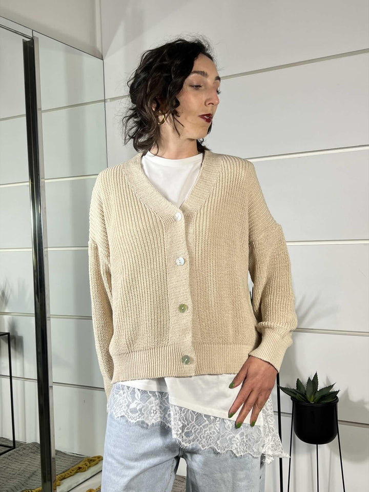 cardigan over costa inglese corda 21660CORDA SUSY MIX