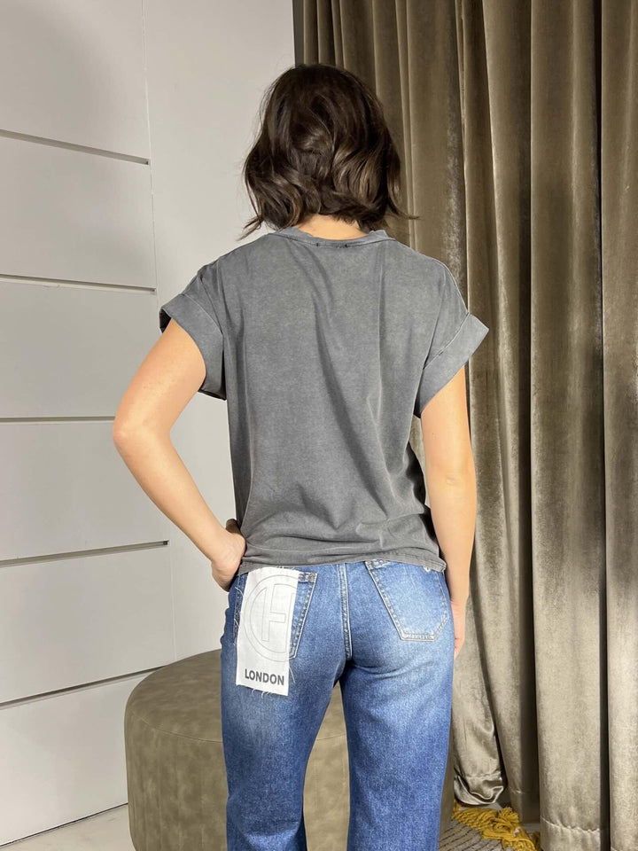 T-SHIRT GRIGIA CON STAMPA MELOGRANO 216MMGRIGIO SUSY MIX