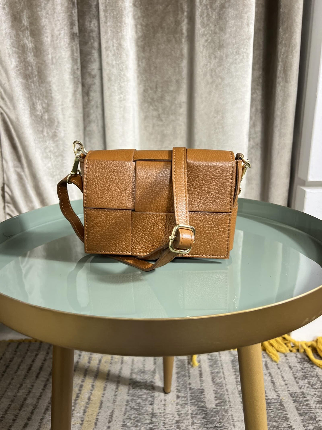 BORSA CUOIO A INTRECCIO IN PELLE CON TRACOLLA 249215CUOIO FEMME CAFE SELECTION