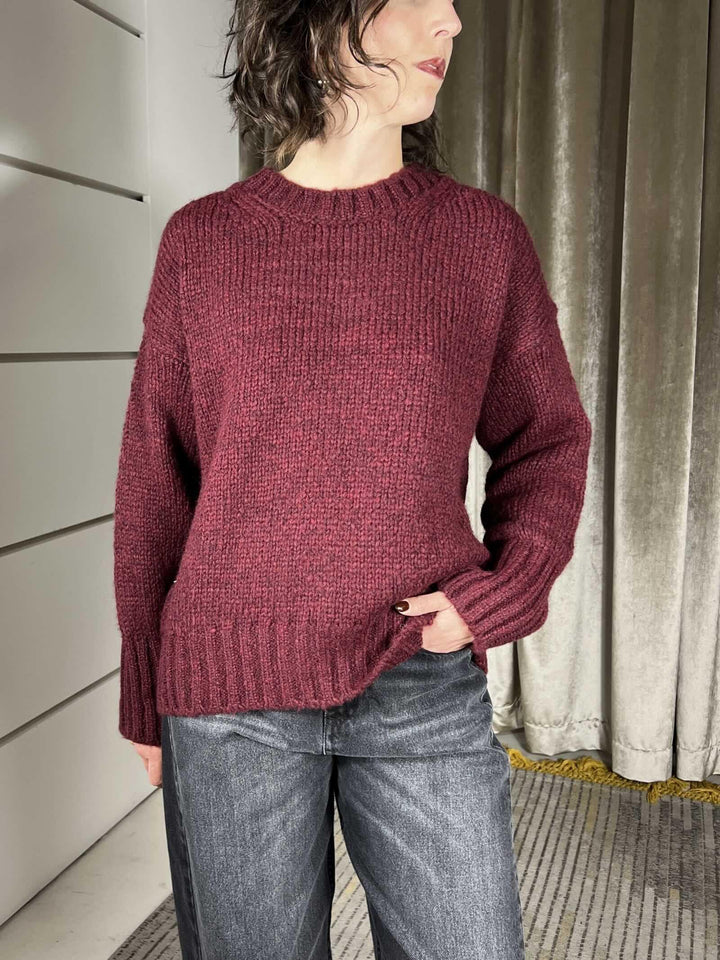 maglione girocollo in misto lana e alpaca bordeaux 33057FBORDEAUX VICOLO
