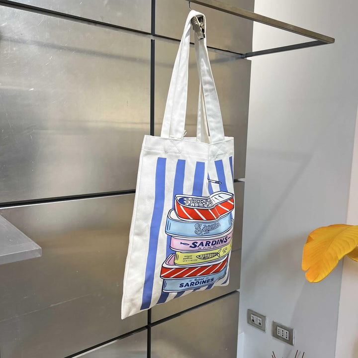 borsa in cotone con dtampa sardine 0229SARDINE SPICY CAFE