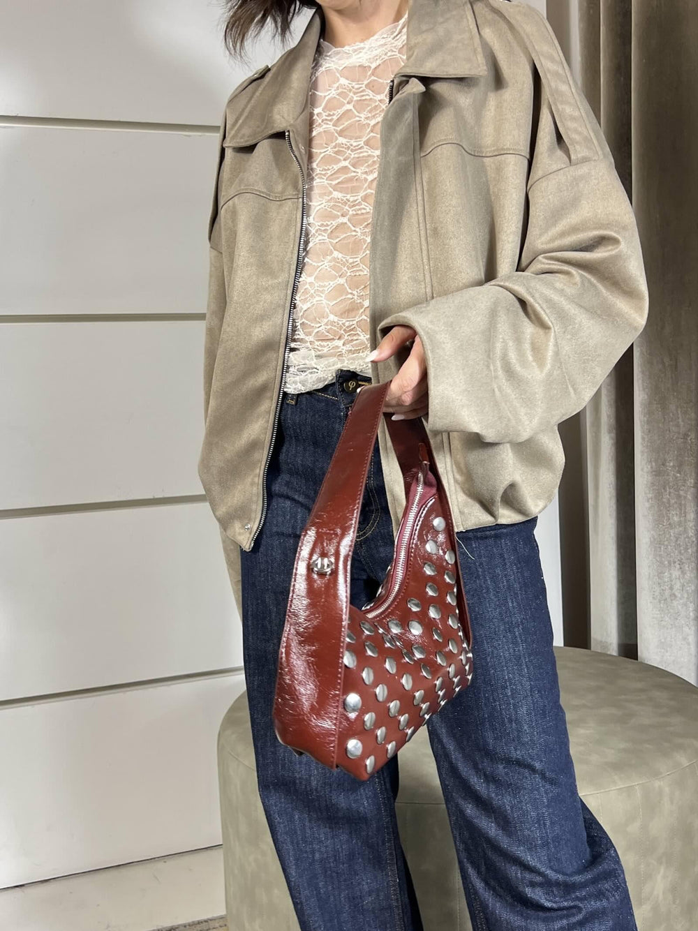BORSA IN ECOPELLE RED CON BORCHIE PH5156RED FEMME CAFE SELECTION