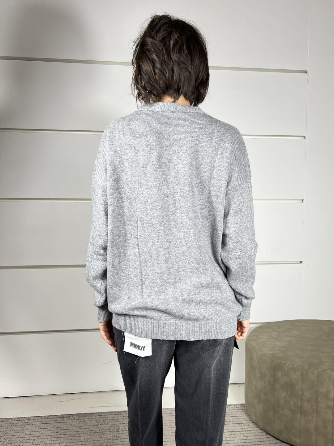 cardigan grigio con ricamo fiori in misto lana 77151FGRIGIO VICOLO