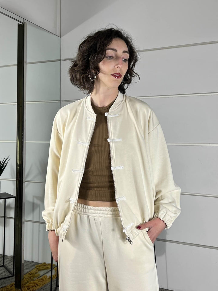 felpa con alamari bianca WF26SZEG8484BIANCO TWO WAY