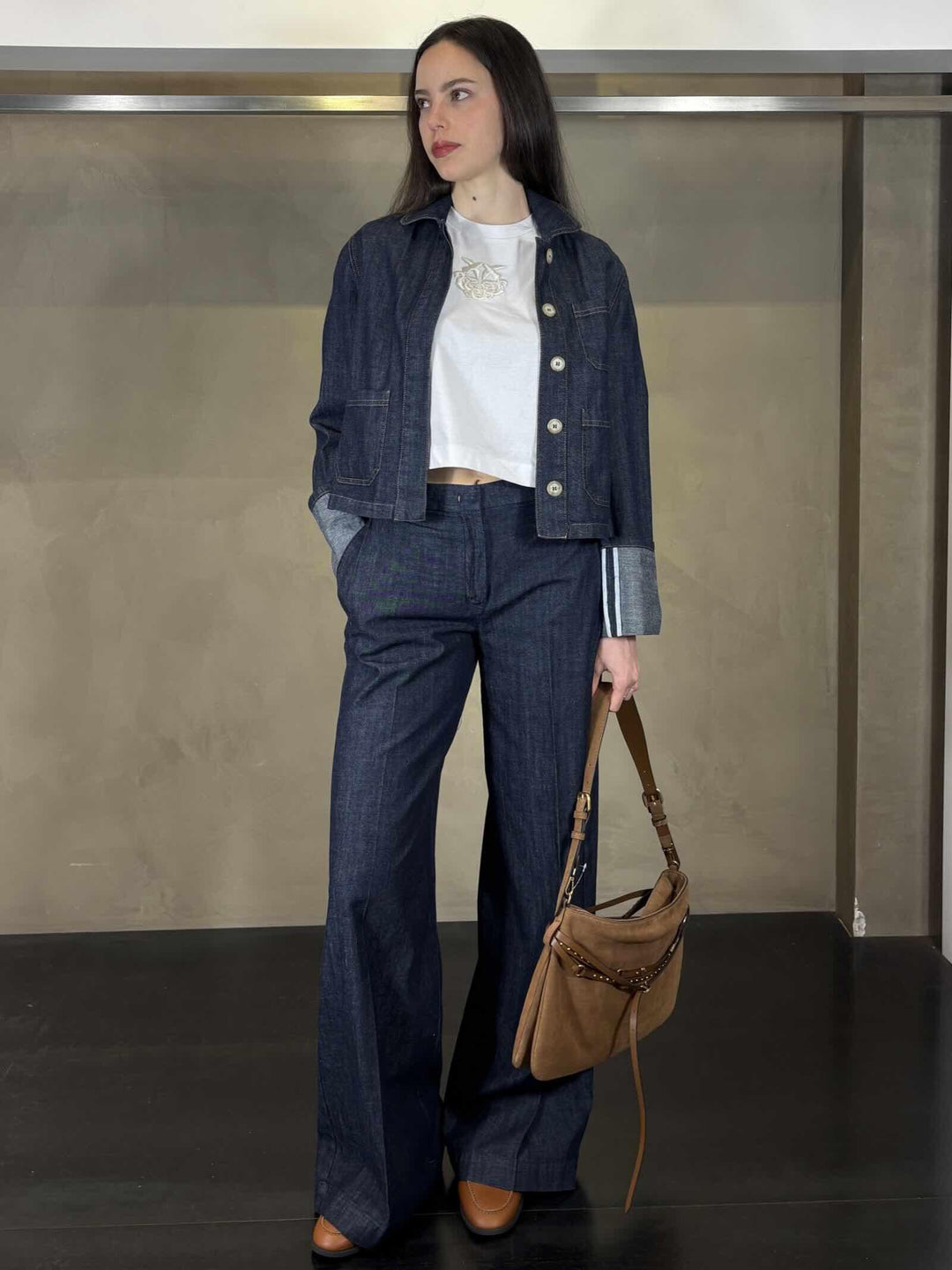 Pantalone palazzo denim scuro P021CUMG065 MANILA GRACE