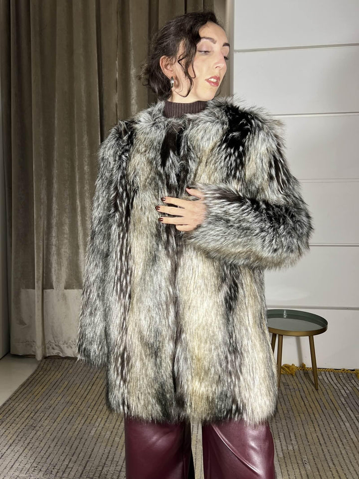 ecopeliccia over  pelo lungo tipo volpe argentat KCT-P018UNICA HAVE ONE