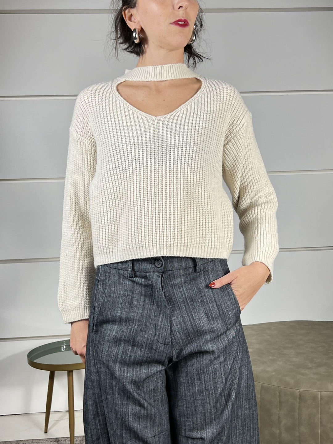 maglione con cut out e collettino camiciola 25512CAMICIOLA SUSY MIX