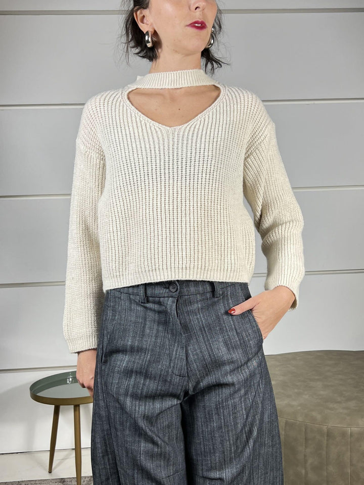 maglione con cut out e collettino camiciola 25512CAMICIOLA SUSY MIX