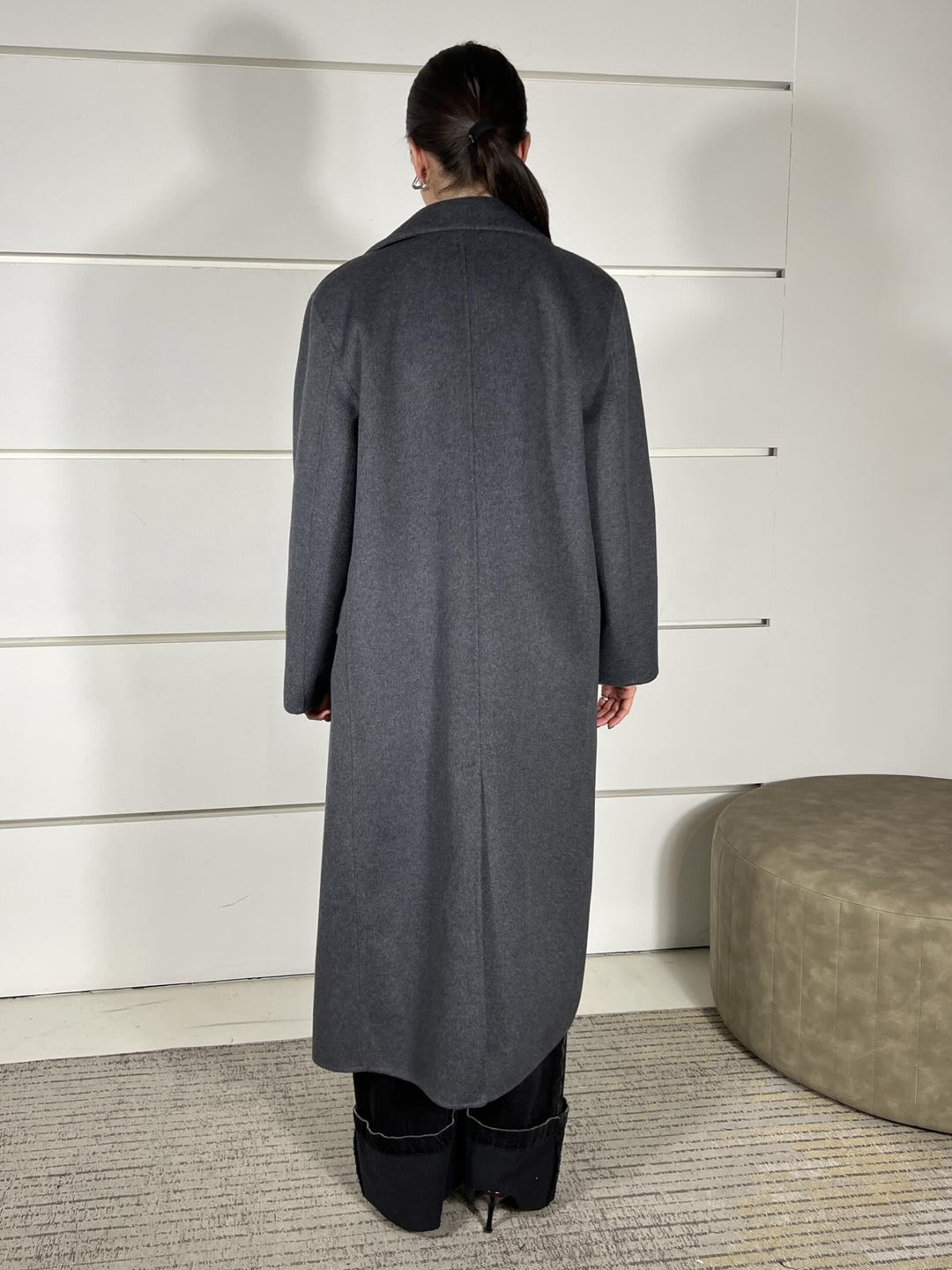 CAPPOTTO GRIGIO CON SPALLINA 50% LANA HAND MADE TF0009GRIGIO VICOLO