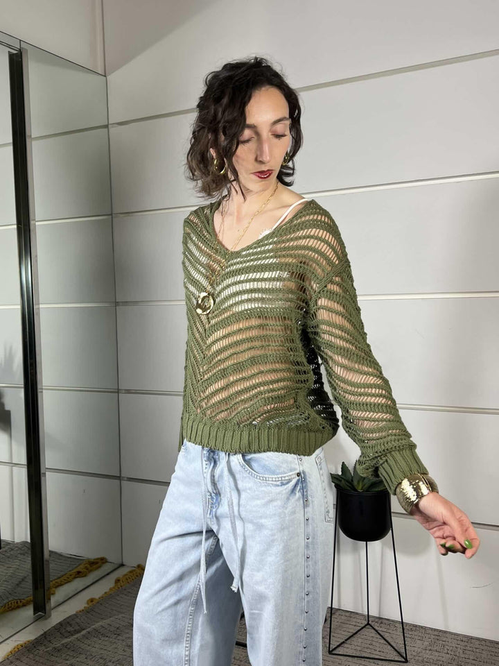 maglia traforata militare 3AB3023MILITARE 19 VICOLO