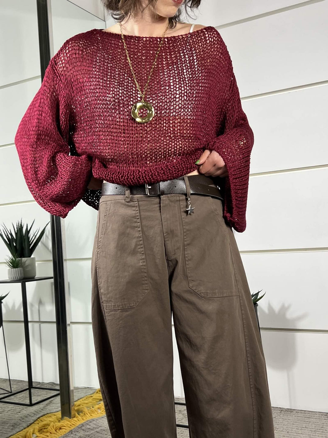 pantalone a ovetto con elastico nel retro moro 58300GLMORO SUSY MIX