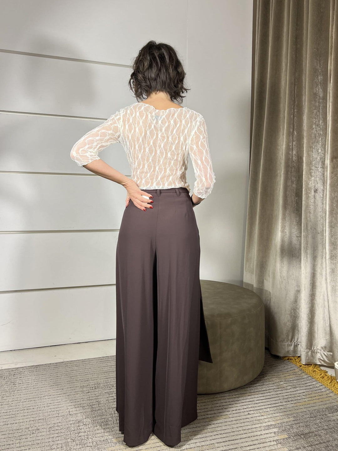 pantalone ampio con cinta e pinces moro P3ZQKHX1880 IMPERIAL