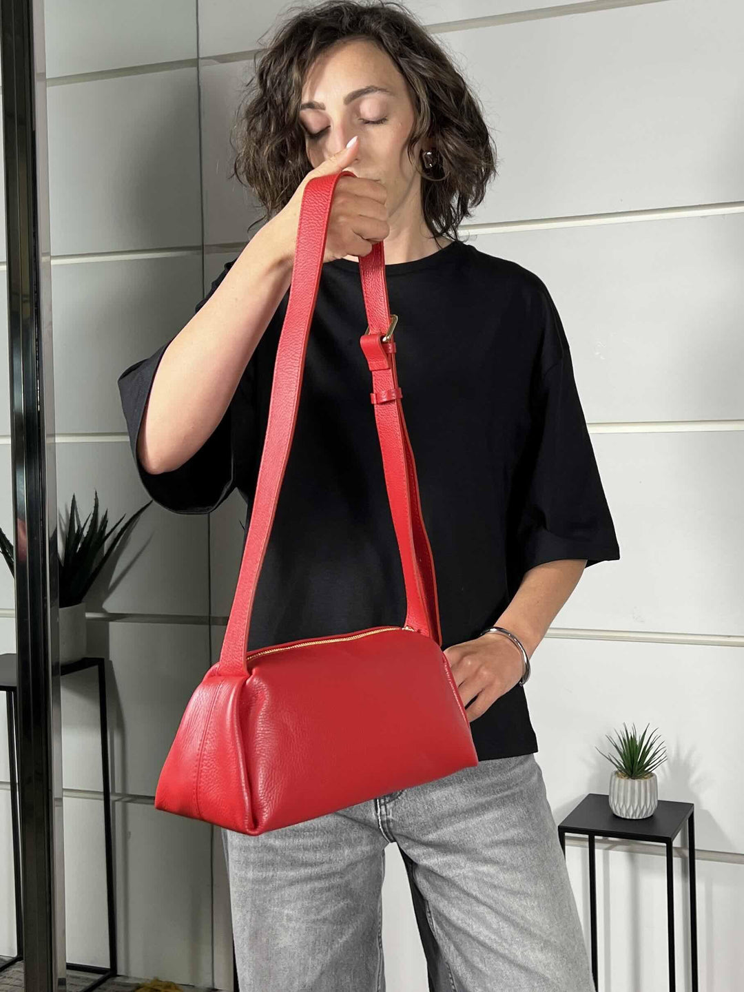 borsa in pelle rossa  con tracoola DO-B0163ROSSO FEMME CAFE SELECTION