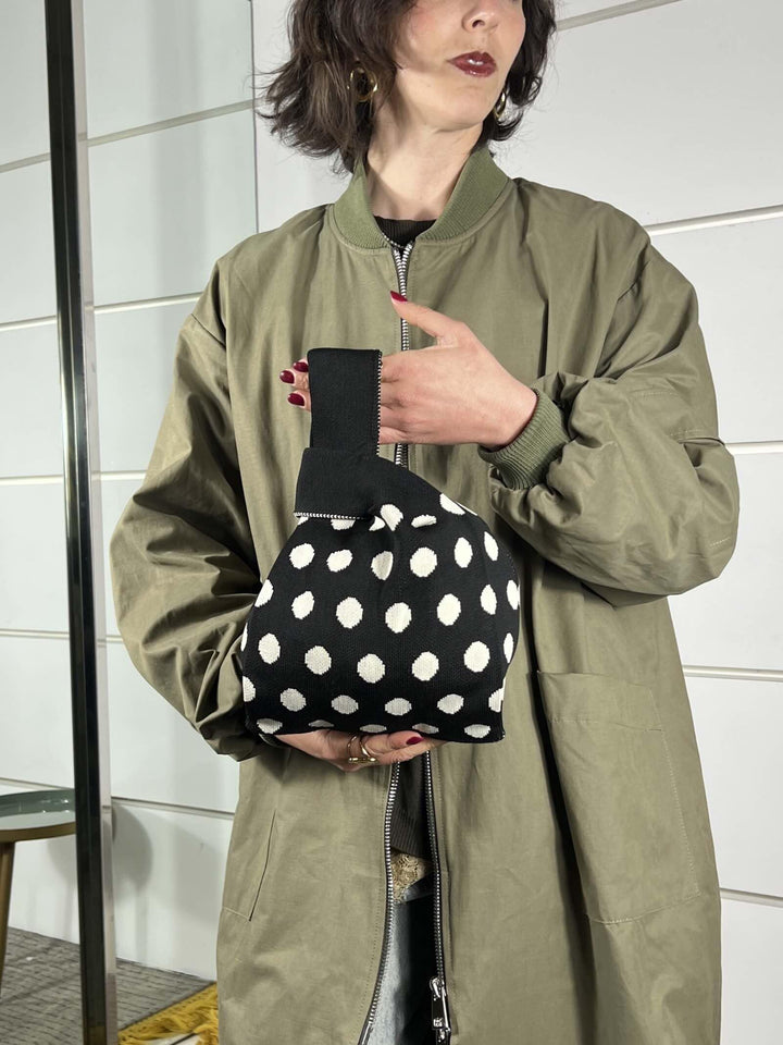 borsa in tessuto, a mano, a fantasia pois TUB2416BLACK FEMME CAFE SELECTION